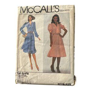 Vintage McCalls 7463 Dress Sewing Pattern Size 10-12-14 Misses Junior Petite CUT
